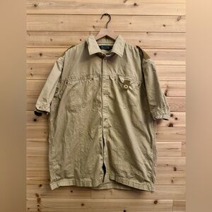 COOGI Size XXL Short Sleeve Button Up Collared Casual Khaki Shirt